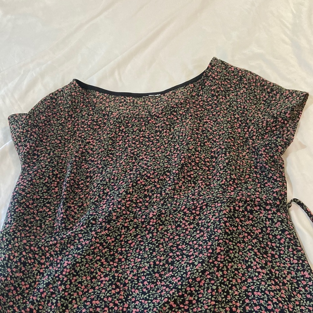 Floral, sheer short dress with ties.